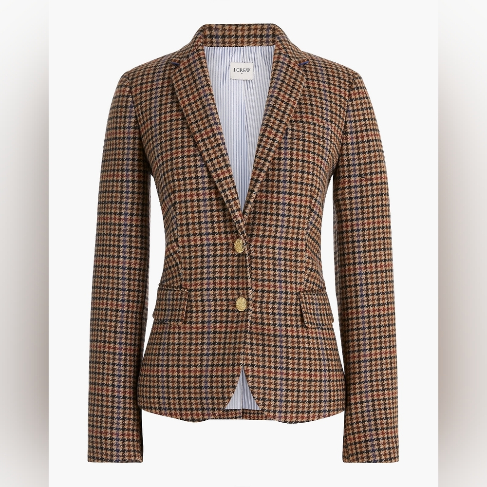 J. Crew Women's Brown Plaid Blazer
